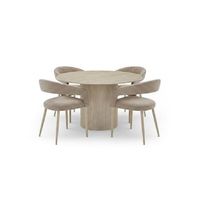 mesa redonda petra 120cm cambria  4 sillas beige