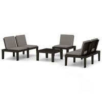 conjunto de muebles de jardin 4 uds  mesa y sillas con cojines plastico gris