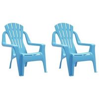 pack 2 uds sillas de jardin  silla de exterior  sillon ninos aspecto madera pp azul 37x34x44 cm