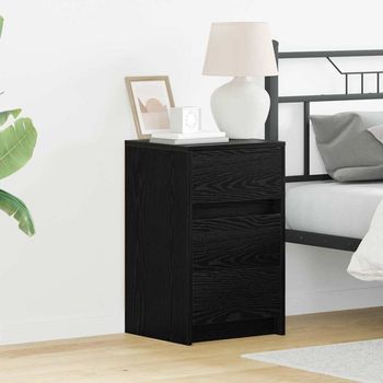 Armario De Noche - Mueble Para Dormitorio - Madera De Ingeniería - Roble Negro (38x34x61cm)