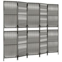 biombo de 5 paneles ratan sintetico gris vidaxl