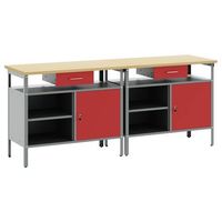 conjunto de banco de trabajo 2 uds rojo y gris vidaxl