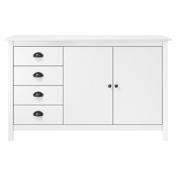 Mesita De Noche | Mesilla De Noche Hill Madera Maciza De Pino Blanco 130x40x80 Cm