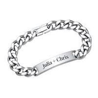 brazalete de acero inoxidable pulido con grabado laser incluido