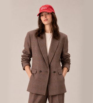 Circolo 1901 para mujer. FD4116 Chaqueta Gales marrón (42), Casual, Algodón, Clásico