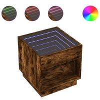 mesita de noche con infinity led roble ahumado 50x50x50 cm vidaxl