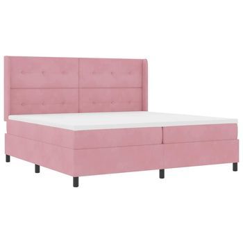 Cama Tipo Box Spring Con Tiras Led Rosa 200 X 200 Cm Terciopelo Vidaxl