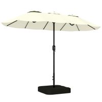 outsunny sombrilla de jardin doble cara 3 x 15 m con base y sacos de arena upf 50 sombrilla con funda manivela beige
