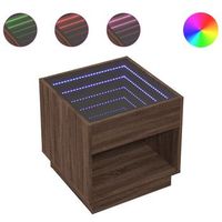 mesita de noche  mesilla de noche con infinity led marron roble 50x50x50 cm