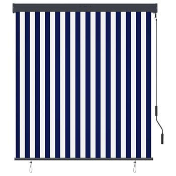 Estor Enrollable De Exterior Azul Y Blanco 140x250 Cm