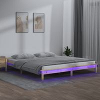 estructura de cama con led madera maciza king size 150x200 cm vidaxl