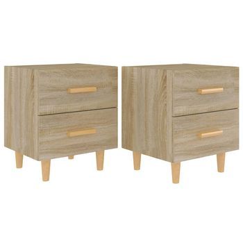 Pack 2 Uds Mesitas De Noche | Mesa Auxiliar | Mesilla Color Roble Sonoma 40x35x47,5 Cm