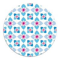 alfombra vinilica azul 190x190cm agatha hidraulico baldosas flores bicolor