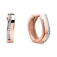 8 quilates pendientes de aro de oro rosa con circonita
