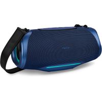 medion altavoz portatil bluetooth p61762 bateria recargable refuerzo de graves efectos de luz rgb proteccion ipx7 contra el agua y robusto banco de alimentacion integrado 2x 25 w rms azul