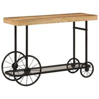 mesa consola madera maciza de mango y hierro 112x36x76 cm vidaxl