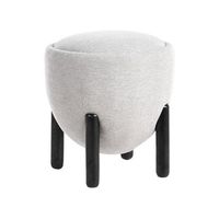 puf de poliester con tapizado de lino sintetico patas de madera de caucho reposapies accesorios para el hogar salon gris archie