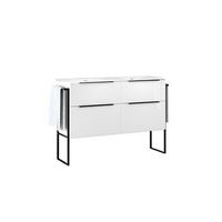 mueble de bano al suelo con lavabo ceramico  2 cajones con cierre amortiguado y organizador  blanco brillo - 120cm 2 senos