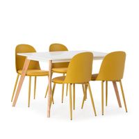 juego de mesa 120x80 cm y 4 sillas de comedor color mostaza