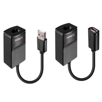 Transmisor y receptor de red Lindy 43365 60m 12Mbit/s Cat5e/Cat6 Negro Plástico