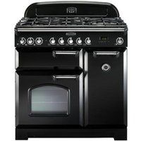 rangemaster classic deluxe 90 dual fuel range cooker - black black