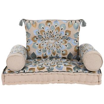 Sillon Set 4 Algodon 90x55x18 Doble Azul