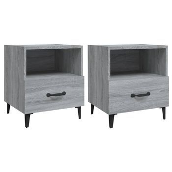 Mesita De Noche 2 Unidades Madera Contrachapada Gris Sonoma Vidaxl