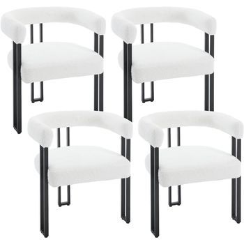Set 4 Sillas De Comedor Cocina Sala De Estar Dormitorio Y Estilo Moderno - Crema - Woltu