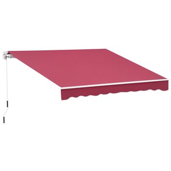 Outsunny Toldo para Patio Balcón Terraza Jardín con Brazo Articulado Aluminio Tela Poliéster 280g/m2 395x245 cm Rojo   Aosom España