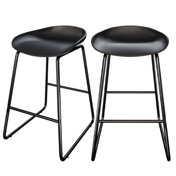 Set de 2 taburetes para isla de cocina de plástico negro 65,5 cm