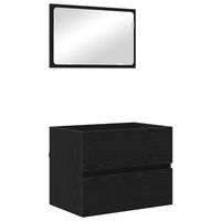 juego de muebles de bano con cajon con espejo 2 pcs roble negro vidaxl