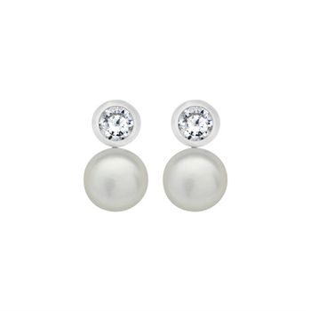 Pendientes plata 925 perla blanca
