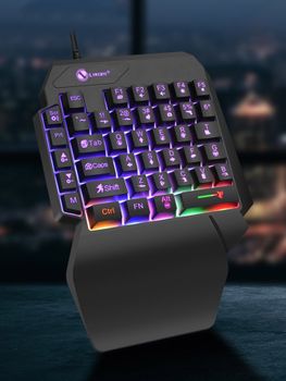 Teclado Mecánico de Una Mano para Juegos, con Cable, Caracteres Grabados con Radiométal, Soporte Ergonómico para la Mano