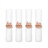 anillos para servilletas coral rosado dorado - lote de 4