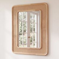 espejo rectangular de hevea y rejilla 50x70 cm