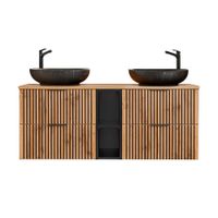 mueble doble lavabo 140cm paneles de melamina y mdf madera imitacion
