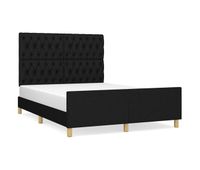 estructura de cama con cabecero de tela negro 140x200 cm diseno de botones