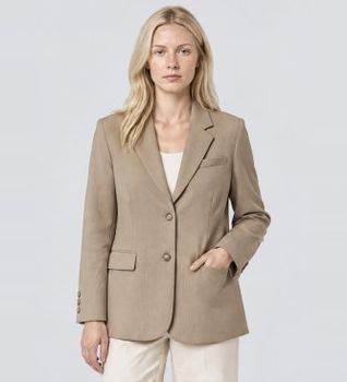 Twinset para mujer. 262TT2222 Chaqueta blazer de raso mate beige (42), Casual, Poliéster