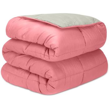 DECASATEXTIL -Edredon Nordico Bicolor Reversible - 400Gr/m2 - Diferentes medidas - Edredon Microfibra – Reversible- Suave, cómodo, Ligero y Transpirable – ROSA/GRIS