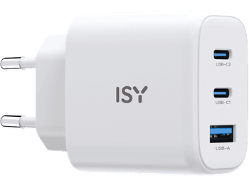 Cargador móvil - ISY IWC 4145, Universal, 45W, 1x USB-A, 2x USB-C, Blanco