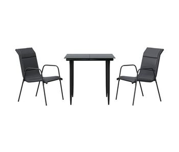 Juego de comedor para jardin 3 piezas acero y textilene negro