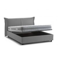 talamo italia cama doble con contenedor simona made in italy cabecero y tapizado en tela apertura frontal con colchon 160x190 cm incluido gris