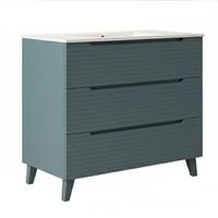 kibath mueble de bano con lavabo boreal 80x45 cm acabado azul oceano mate 3 cajones con patas