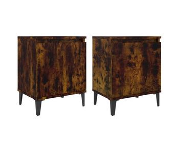 Vidaxl mesitas de noche con patas de metal roble ahumado 40x30x50 cm