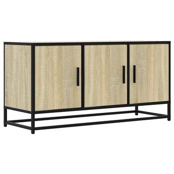 Mueble Tv Madera Ingeniería Y Metal Roble Sonoma 100x35x50 Cm Vidaxl