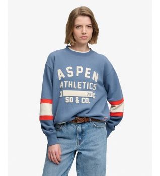 Superdry para mujer. W2012734A Sudadera Preppy SKI azul (M), Casual, Algodón