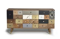 aparador en madera de mango y detalles multicolor