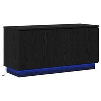 mueble de tv con led roble negro 100 x 38 x 49 cm