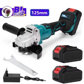 Amoladora Angular Eléctrica Inalámbrica de 125 mm, 3 Velocidades, Herramienta Eléctrica para Trabajar la Madera, Compatible con Baterías Makita