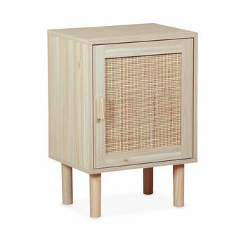 Mesita De Noche Con Efecto Caña Y Madera, Natural